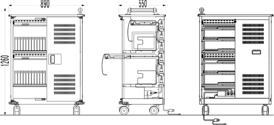 輪番充電保管庫:TS-T46C(46台収納)の設計図